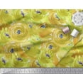 thumbnail image 2 of Soimoi Green Poly Georgette Fabric Flower Watercolor Printed Craft Fabric by The Yard 42 Inch Wide, 2 of 3