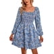 thumbnail image 1 of Lucakuins, minivestido de verano para mujer, estampado Floral, cuello cuadrado, manga larga, volantes, pastel, primavera otoño, vestido informal Lucakuins  moda, 1 of 7
