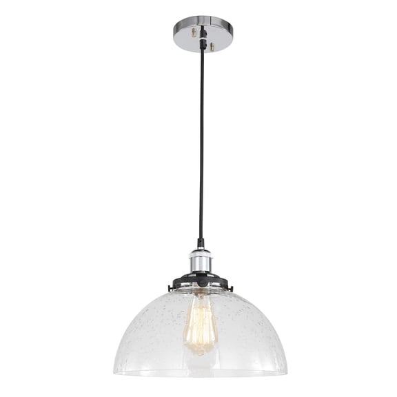Woodbridge Lighting Fulton Dome Metal Mini Pendant w/ ST64 Bulb in Chrome/Clear