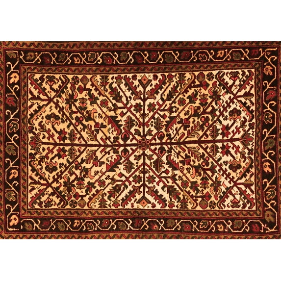 Ahgly Company Indoor Rectangle Persian Orange Traditional Area Rugs, 7' x 9'