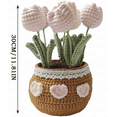 thumbnail image 2 of Handmade Crochet Tulip Bouquet Potted Plants, Knitted Artificial Forever Flowers with Exquisite Pot, Gift to Friends Women Kids, for Mother's Day Home Decorations, Office Desk (Yellow), 2 of 19
