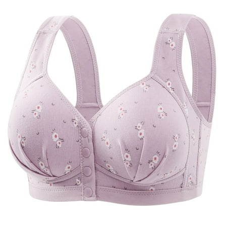 YHGFVOKJ Bras for Women Ultra Light Comfort Front Clasp Stretch Fabric Bra Vest Bralette without Steel Ring Beautiful Back Underwear Posture Bra Purple 85