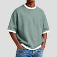 thumbnail image 2 of TAmten Men's Casual Drop Shoulder Short Sleeve T Shirt Light Green,S, 2 of 4