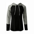 thumbnail image 4 of 2024 New Hooded Sweatshirt in Clearance Women's Contrasting Color Loose Casual Long Sleeve Drawstring Hooded Sweatshirt Top Blouse Gifts for Women, Black XL, 4 of 5