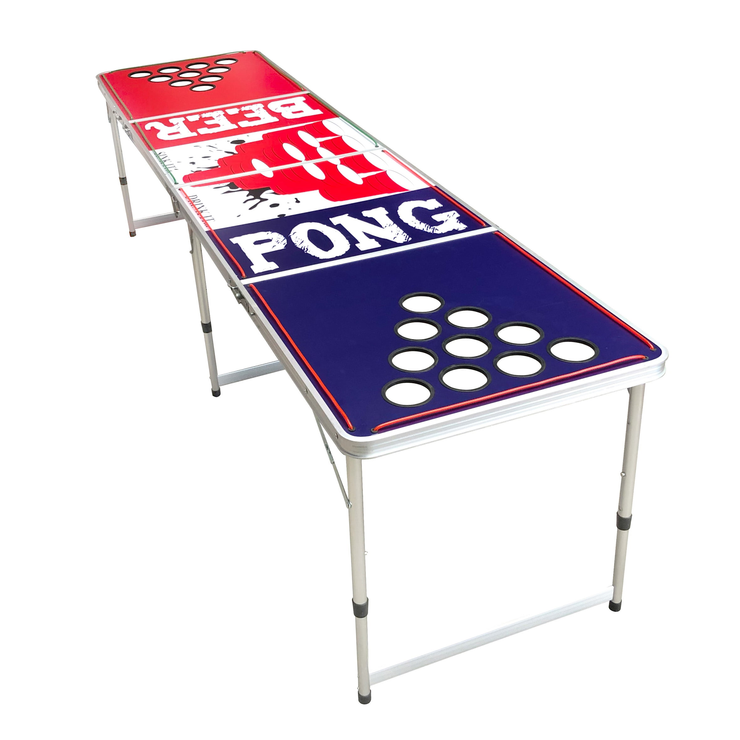 Details about   Beer Pong Table Game Table 8' Folding Drinking Game Party w/ Led Lights Blue Red