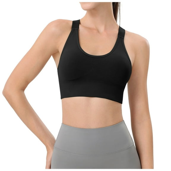 Povozer Sports Bra for Women Push up Athletic Running Workout Bra Yoga Bra(Black,L)