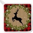 thumbnail image 5 of Dreamtimes Oven Mitts and Pot Holders with Chef Apron 3Pcs Set Classic Christmas Reindeer Non Slip Heat Resistant Gloves for Baking Cooking BBQ, 5 of 7