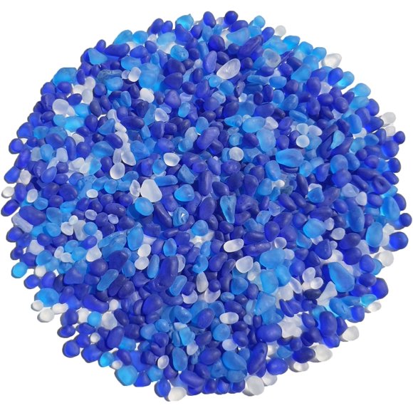 QYGL Sea Glass Stones - 0.9LB Frosted Glass Pebbles Gemstones - Perfect for Aquarium Rocks, Fish Tank Gravel, Vase Fillers, DIY Crafts, and Home Decor (Cobalt Blue, Aquamarine, White)