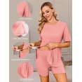 thumbnail image 2 of Ekouaer Women's Maternity Pajamas 2 Pieces Outfits Loose Short Sleeve T-Shirt Top and Shorts Set Loungewear, 2 of 6