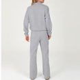 thumbnail image 4 of Szluipve 2 Piece Sets for Women 2 Piece Tracksuit Outfit Color‑Block Half Zip Collar Sweatshirt & Side Stripe Wide Leg Pants Set Casual Loose Loungewear Suit for Daily Sport Gray 2XL, 4 of 4
