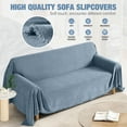 thumbnail image 6 of Timeles Couch Covers Washable Oversized Sofa Slipcovers with Tassels Sectional Couch Cover Soft Sofa Blanket Durable Furniture Protector for Kids Pets (71" x 150", Blue), 6 of 7