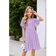 thumbnail image 4 of Arshiner Girl's Summer Dresses Ruffle Short Sleeve Swing Flowy Midi Casual Sundress with Pockets, 4 of 7