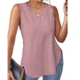thumbnail image 4 of Summer V-neck T-shirt sleeveless hollow jacquard top casual vest for women, 4 of 6