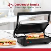Holstein Housewares 2 Slice Non Stick Griddle, Stainless Steel Panini Press Electric with Adjustable Temperature Settings and Nonstick Plates, 1000W