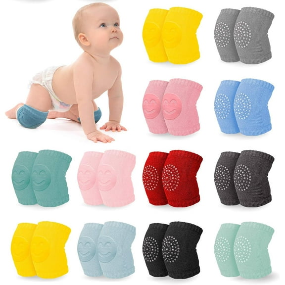 Baby Knee Pads for Crawling,Elastic Adjustable Breathable Cotton Baby Knee Socks,Unisex Baby Toddlers Kneepads,12 Pairs