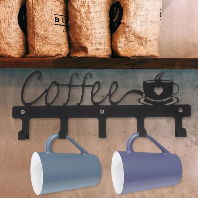 KAKOWELY Soporte De Pared Para Tazas De Café Negro Con Para Cocina Y