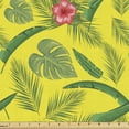 thumbnail image 1 of Exotic Sofa Upholstery Fabric by the Yard, Natural Theme Tropical Plants Along Leaves and Flowers Images on Yellow Background, Decorative Fabric for DIY and Home Accents, Multicolor by Ambesonne, 1 of 5