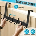 thumbnail image 4 of Over The Door Hooks for Hanging,Heavy Duty Hanger Holder for Hanging with 5 Dual Hooks,Over The Door Hanger Hook, Black Over the Door Towel Rack Fits 1-3/4" Thick Door, 4 of 14