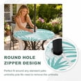 thumbnail image 4 of Round Outdoor Tablecloth with Umbrella Hole and Zipper, Teal Palm Leaves Tablecloth with Elastic Waterproof, Summer Botanical Tropical Plants Patio Table Covers for 31" - 35" Picnic Pool Tables, 4 of 9