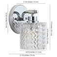 thumbnail image 3 of JONATHAN Y Spaulding Vintage 5.13" 1-Light Iron/Chevron Pattern Glass Farmhouse Cottage LED Vanity Light, Chrome, 3 of 8
