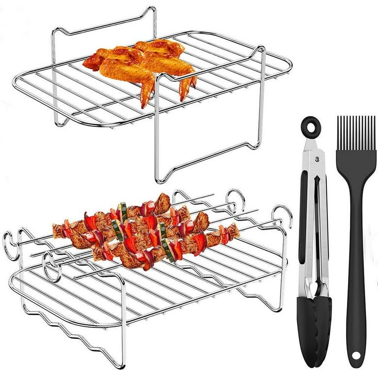 Air Fryer Rack Stainless Steel Double Basket Grill Sticks Accessories for  Ninja