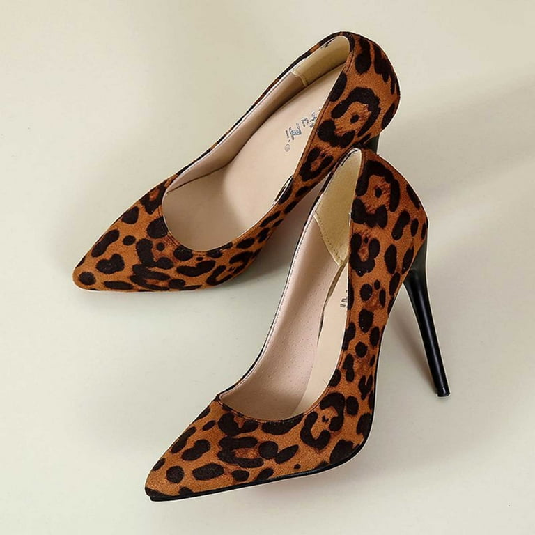 strapless open back dress Women's Concrete Jungle Leopard Print Heels | Size: 10