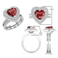 thumbnail image 3 of Dazzlingrock Collection 8mm Heart Garnet & Round White Diamond Double Halo Engagement Ring Set for Women (0.65 ctw, Color I-J, Color I1-I2) in 14K Sterling Silver, Size 7, 3 of 5