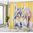 thumbnail image 4 of Ambesonne Wolf Shower Curtain, Happy Wild Animal Portrait Art, 69"Wx75"L, Pale Orange Sky Blue, 4 of 4