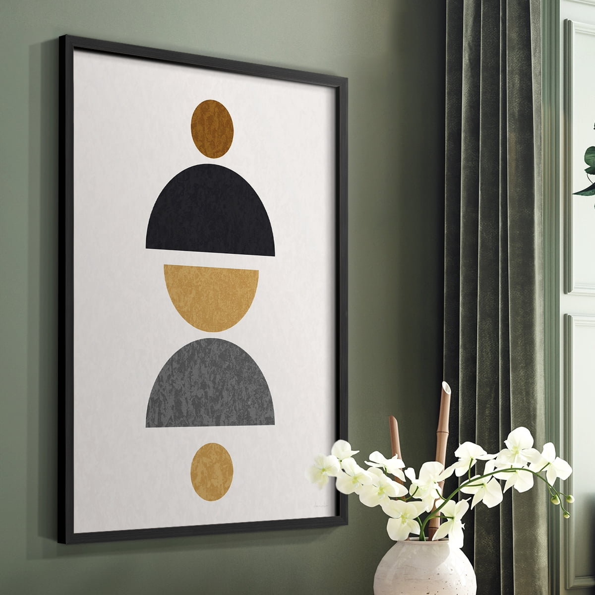 Shapely Center in Black Solid Wood 22 x 28 Framed Print