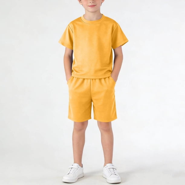 Conjuntos de blusas y camisas de cuello redondo y manga corta para niños, informales, con estampado de San Patricio, de color, con cuello en V y blusas y pantalones cortos con bolsillos, conjunto de p