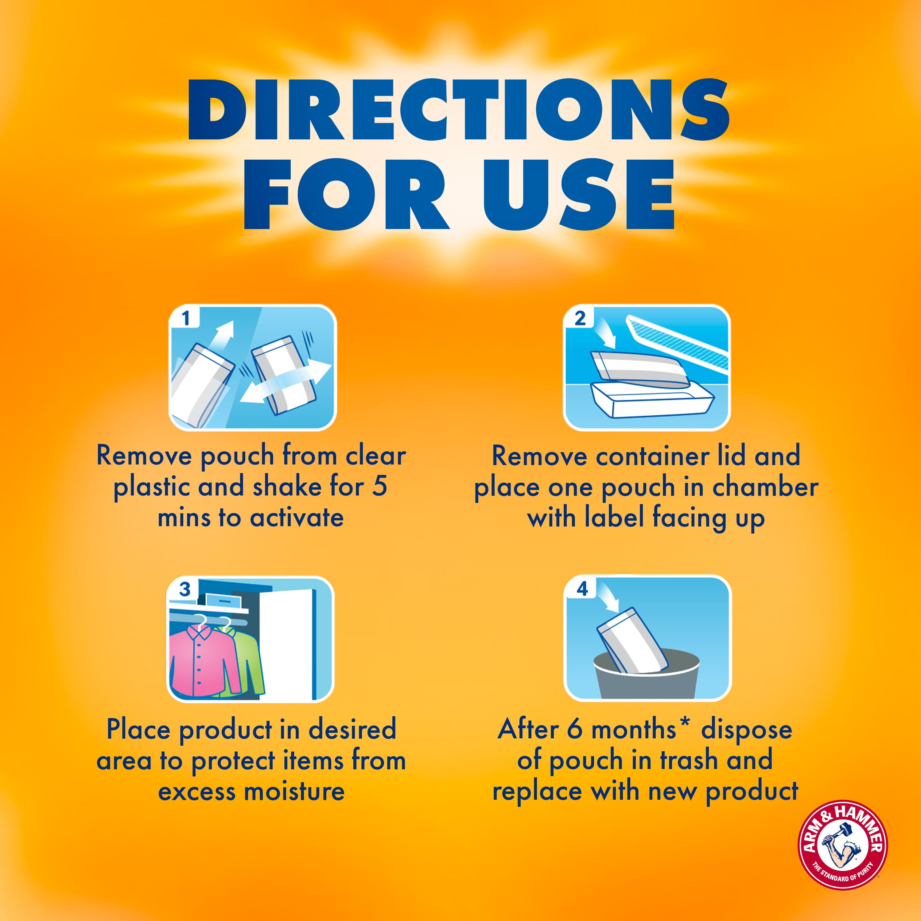 Arm & Hammer Desiccant Type Disposable Moisture Absorber and Odor Eliminator, 10.5 oz Pouch