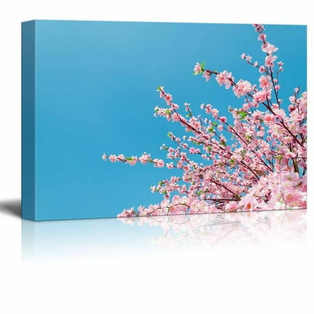 Wall26 - Canvas Prints Wall Art - Japanese Cherry Blossoms in the Clear Blue Sky | Modern Wall Decor/ Home Decoration Stretched Gallery Canvas Wrap Giclee Print. Ready to Hang - 24