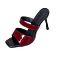 thumbnail image 2 of GERsome Womens Kitten Heels Sandals Square Open Toe Mules Slip On Dress Pumps for Wedding Party Prom Wine Size 8.5, 2 of 9