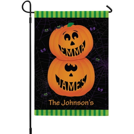 Personalized Stacked Pumpkin Family Garden Flag, Available with or without