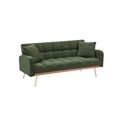 thumbnail image 6 of 69" Sofa Bed, Adjustable Teddy Fabric Sleeper Sofa Couch with Removable Armrests for Living Room Bedroom, Green, 6 of 8