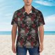 thumbnail image 2 of Fotbe Skull and Red Roses Camisa Hawaiana para Hombre Unisex – Camisa Casual de Verano con Botones de Manga Corta de Algodón y Lino,Medium, 2 of 7