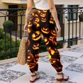 thumbnail image 4 of Gold Womens Halloween Pants Drawstring Wide Leg Pj Bottoms Cute Funny Lounge Sleepwear M, 4 of 4