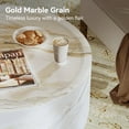 thumbnail image 4 of Round Coffee Table, 31.5" Circle Coffee Table for Living Room, Faux Marble Round Center Table Fiberglass Tea Table Drum Coffee Tables (Gold Marble Grain), 4 of 9