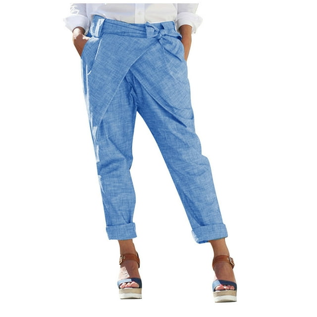 CEHVOM Pantalon Long Ample avec Poches pour Femmes