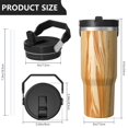 thumbnail image 4 of 30oz Tumbler with Handle, Insulated Stainless Steel Cup with Flip Straw Lid, Leak-Proof & Cup Holder Friendly for Travel and Sports ,Wood Print, 4 of 6