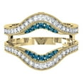 thumbnail image 2 of Dazzlingrock Collection 0.50 Carat (ctw) 14K Round Blue & White Diamond Wedding Guard Double Ring 1/2 CT, Yellow Gold, Size 8.5, 2 of 3