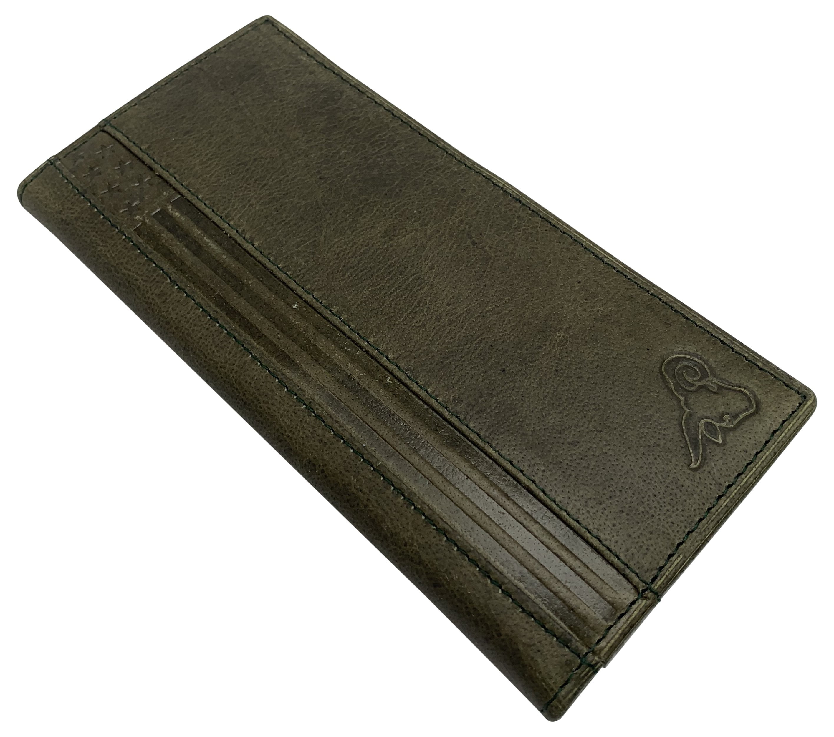 Genuine Leather Long Bifold Checkbook Cover Wallet Multi Card Pocket Holder  USA Series 