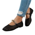thumbnail image 6 of Domzle Women's Mesh Ballet Flats Buckle Strap Comfortable Ballerina Shoes Ladies Fishnet Slip-on Casual Dress Mary Jane Flats Black, 6 of 7
