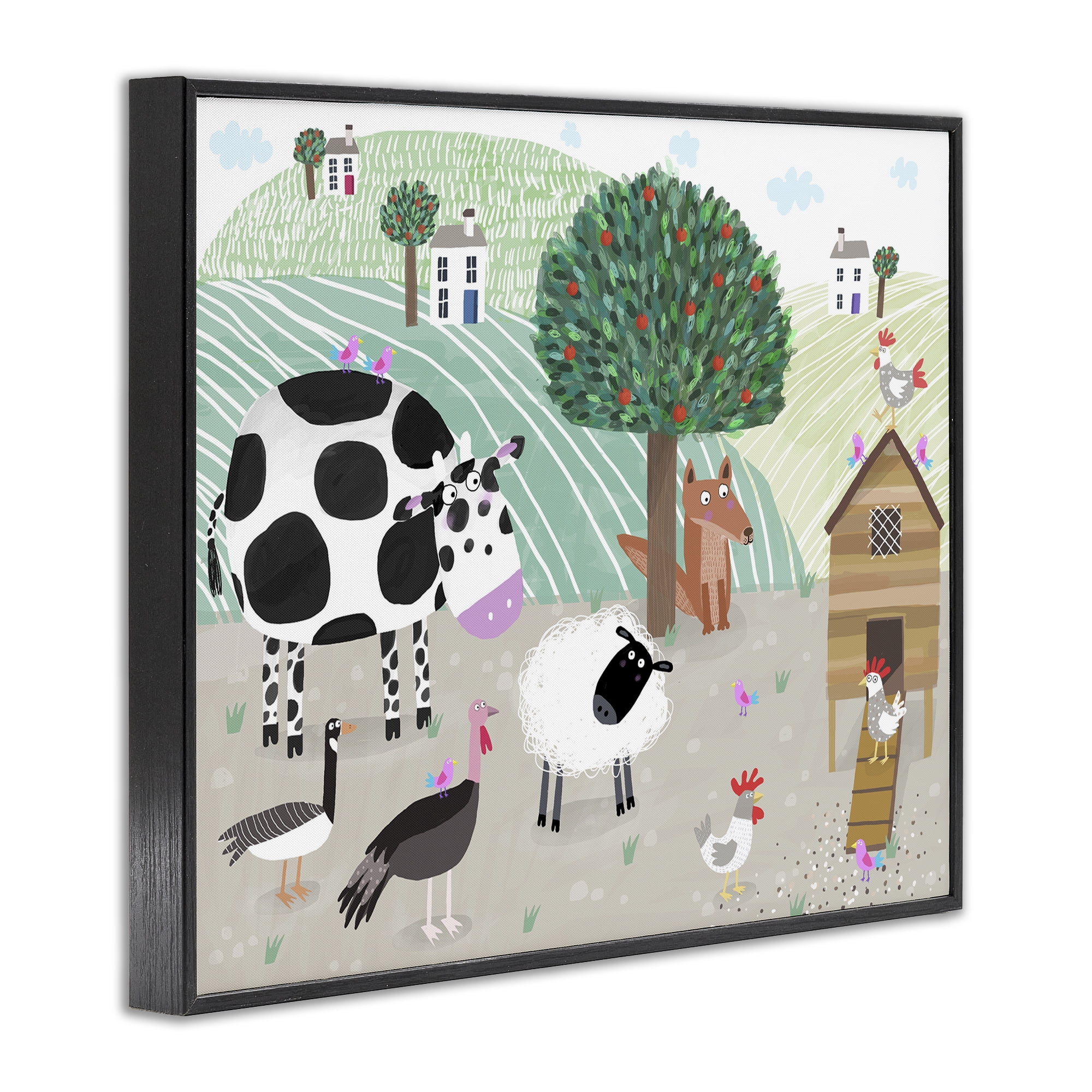 Stupell Industries Down At The Farm Black Framed Giclee Art, design by Carla Daly