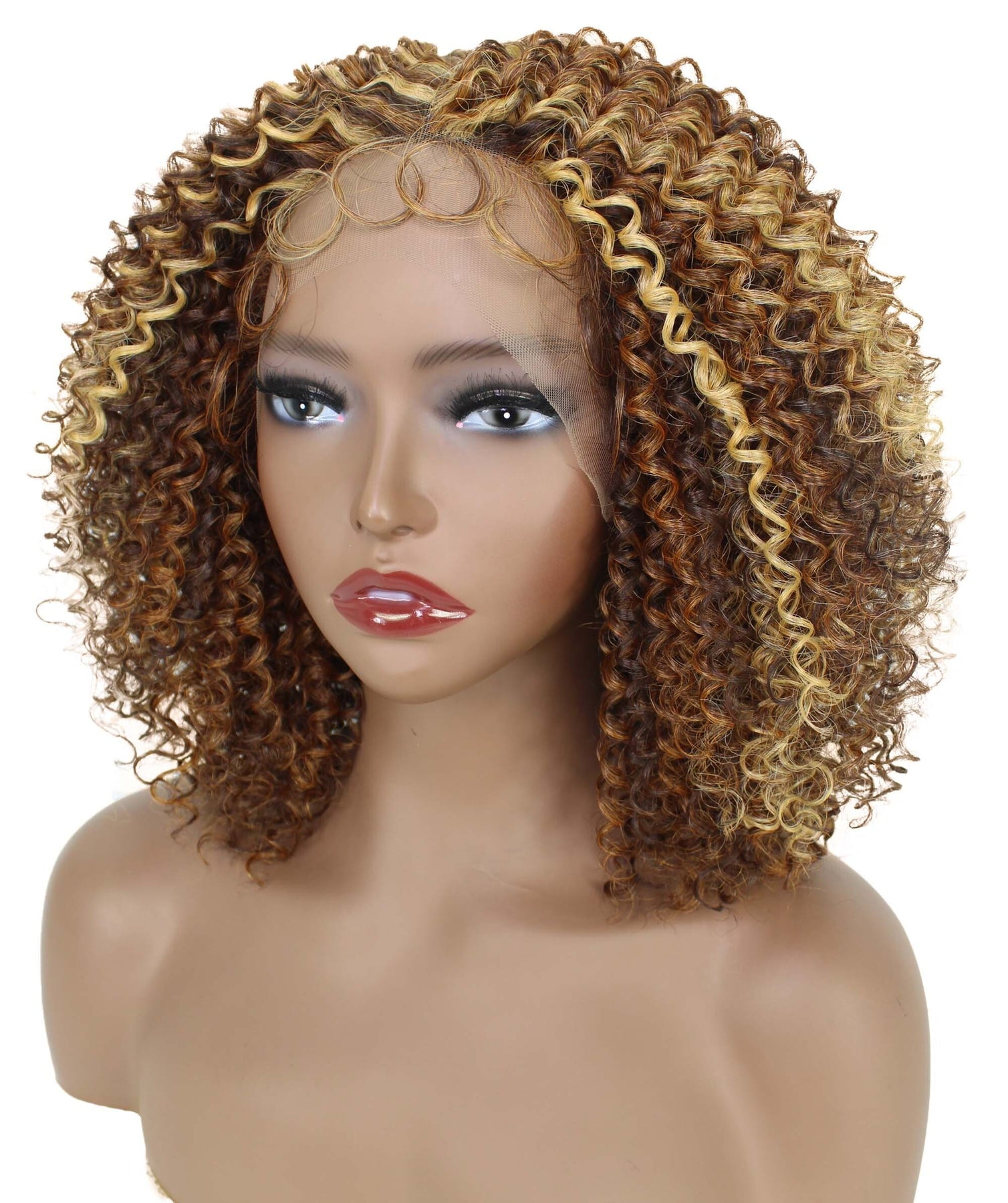 LUXLUXE Breanna 13.5” HD Lace Front Wig | Mid-Part Bouncy Loose Curls with Baby Hair | Heat-Resistant Synthetic Fiber in Auburn Brown Blend