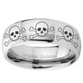 thumbnail image 2 of Tungsten Multiple Skull 8mm Mirror Gray Polished Dome Men Ring, 2 of 2