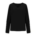 thumbnail image 2 of ZUKMRJPC Women's V-Ncek T-Shirts Casual Long Sleeve Lightweight with Button Cuffs Pullover Tops Fall Fashion Solid Color Tees, 2 of 7