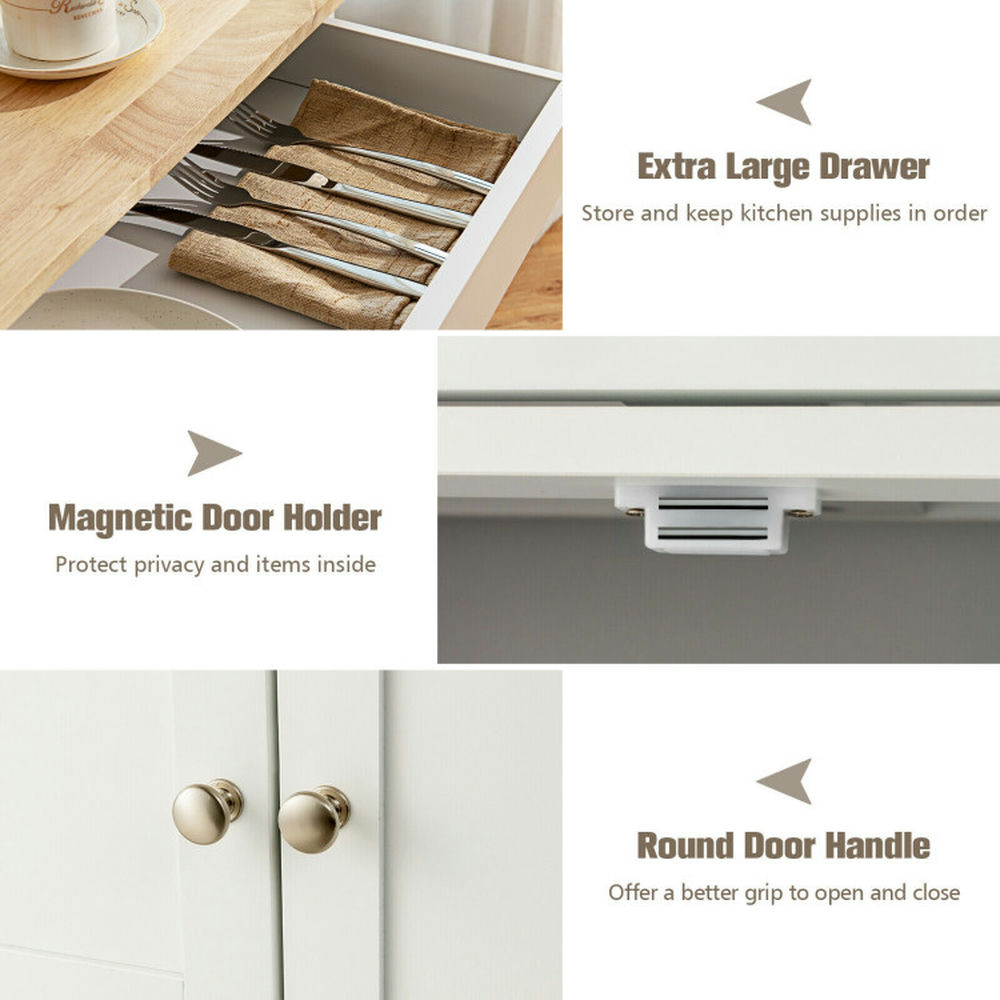 Finihen Rolling Storage Cabinet Cart, Kitchen Island Cart, Kitchen Cart with Rubber Wood Top 3 Tier Wine Racks 2 Cabinets, for Kitchen, Dining Room, White Finihen Rolling Storage Cabinet Cart, Kitchen Island Cart, Kitchen Cart with Rubber Wood Top 3 Tier Wine Racks 2 Cabinets, for Kitchen, Dining Room, White
