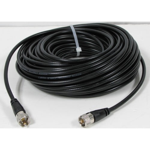 Harvest 75 ft RG8X Mini 8 Black Cable with PL 259 Connectors for CB//Ham//Scanner