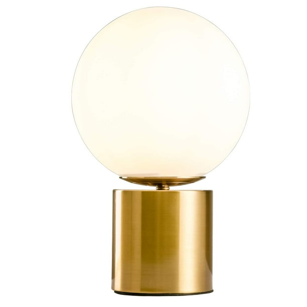Lámpara de mesa SOTTAE Globe, 28 cm, dorada con pantalla de cristal blanco